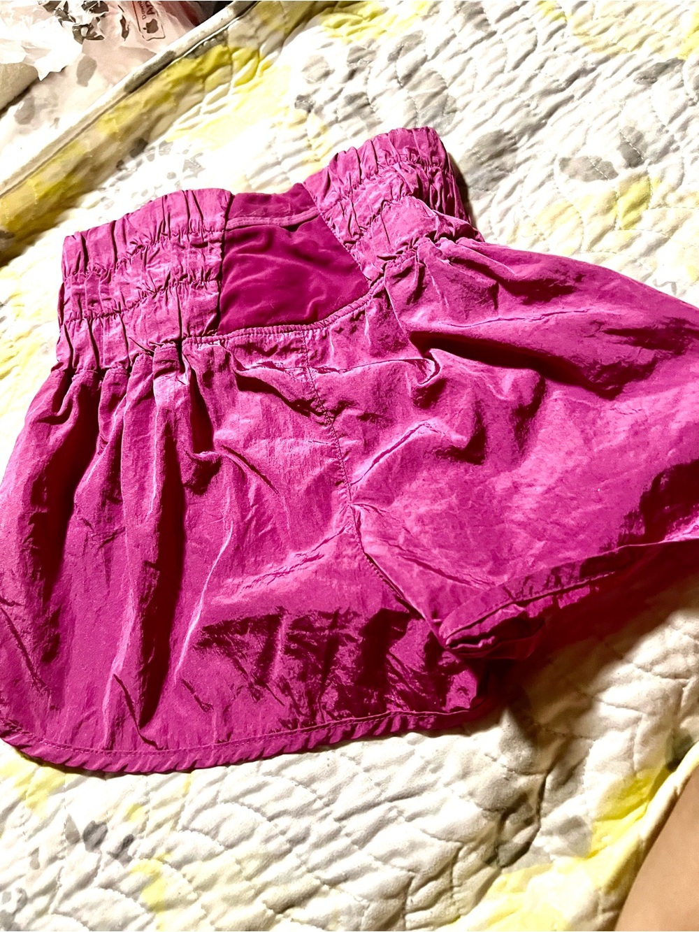 Free People High-Waist Ruched Hot Pink Shorts